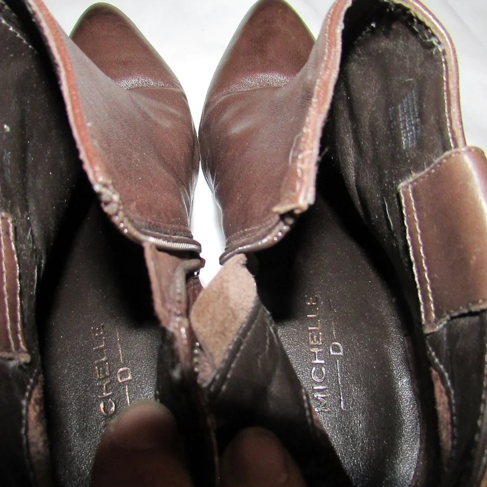 Michelle D brown heeled ankle boots